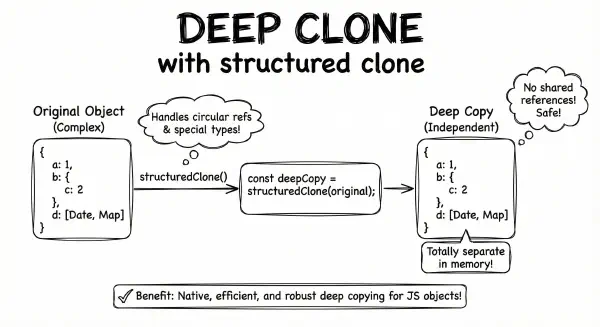 Deep clone with structured clone